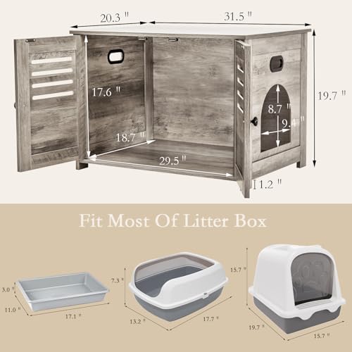 Espresso Wooden Litter Box Enclosure with Double Rooms, 47.2" S593