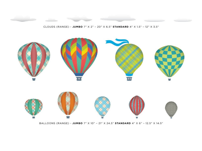 Hot Air Balloons Fabric Wall Decal K1637