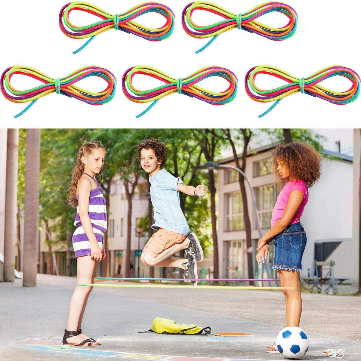 Colorful Stretch Rope Elastic Fitness Game I32473