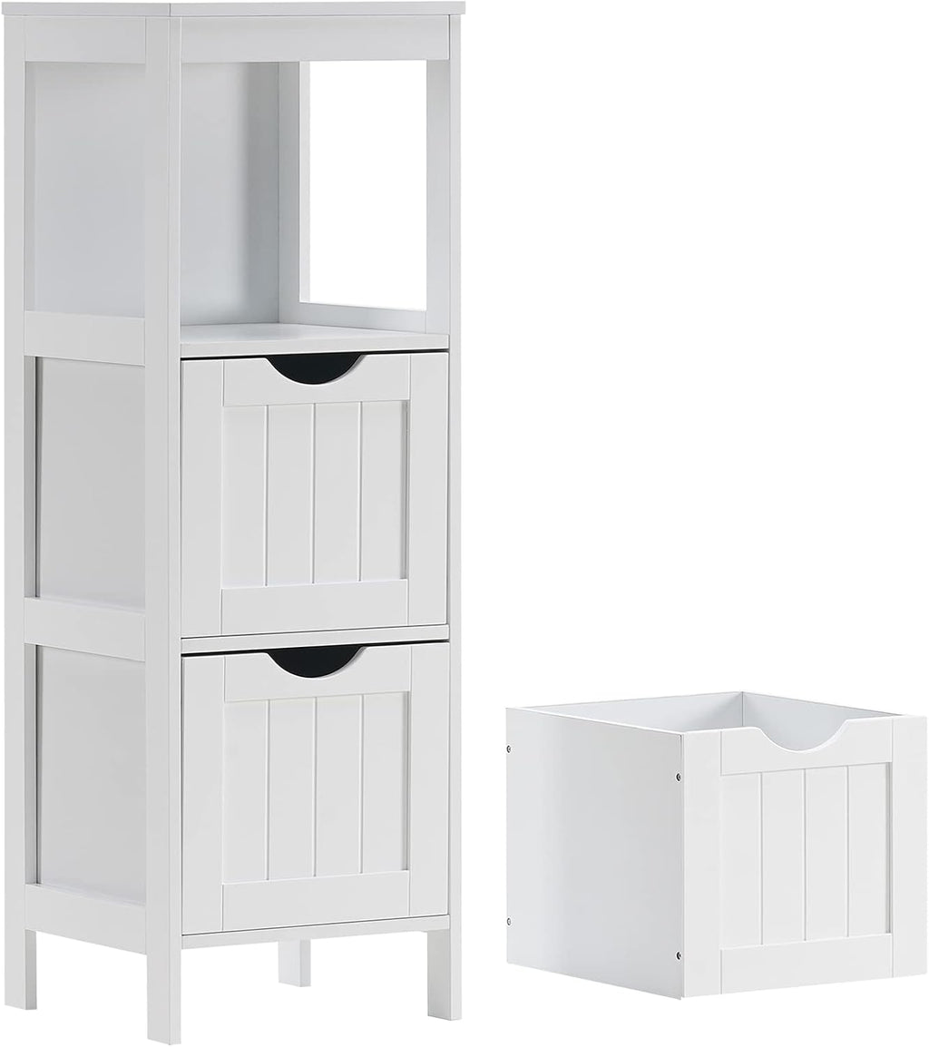 Narrow White Bathroom Storage Cabinet with 3 Removable Drawers Q5737