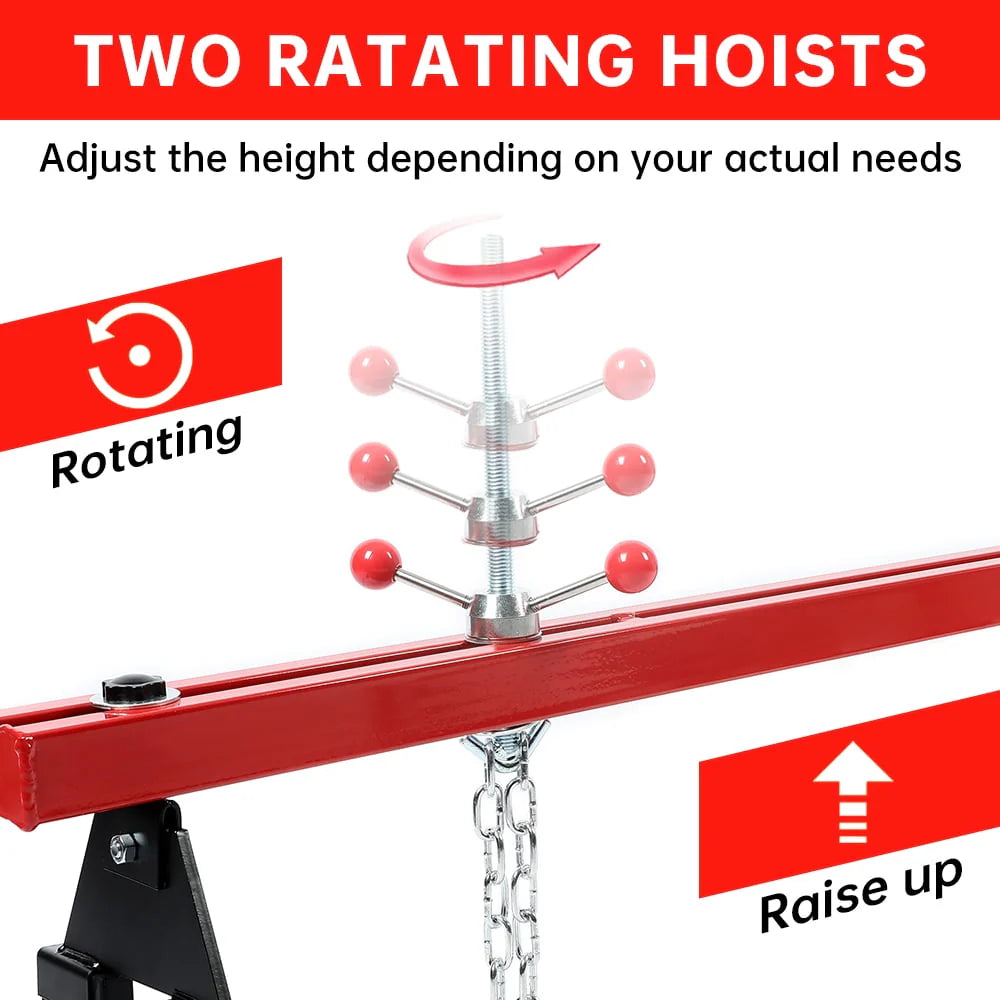1100 Lbs Transverse Engine Support Bar with 2 Points Lift Holder and Dual Hooks N935334
