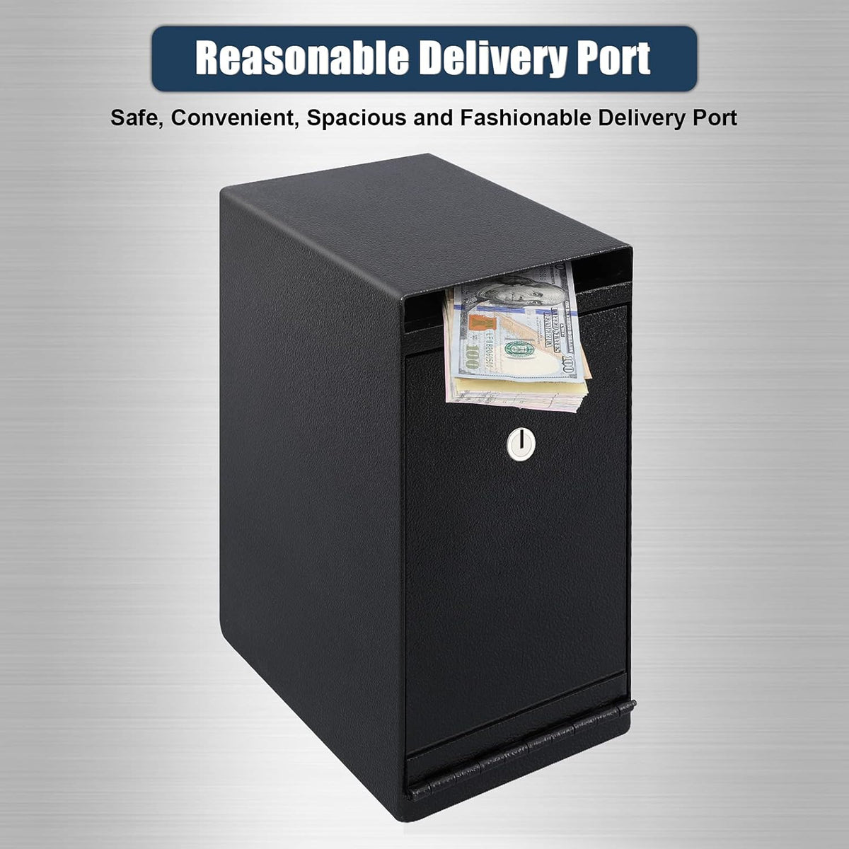 Dual Key Lock Anti-theft Drop Slot Steel Safe Matte Black J8438