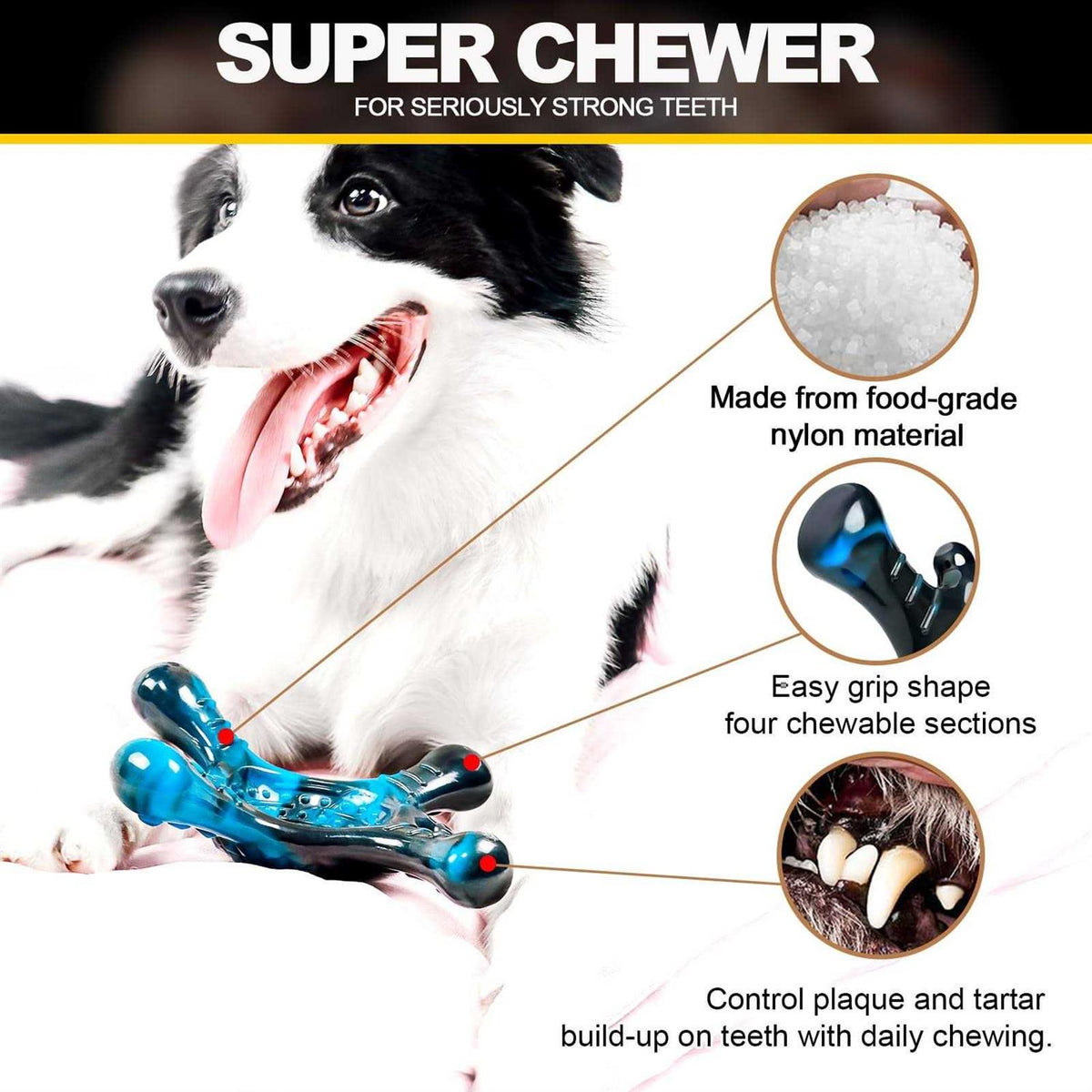 Indestructible Dog Chew Toys for Aggressive Chewers Tough Dog Toys Large Medium Breed U250