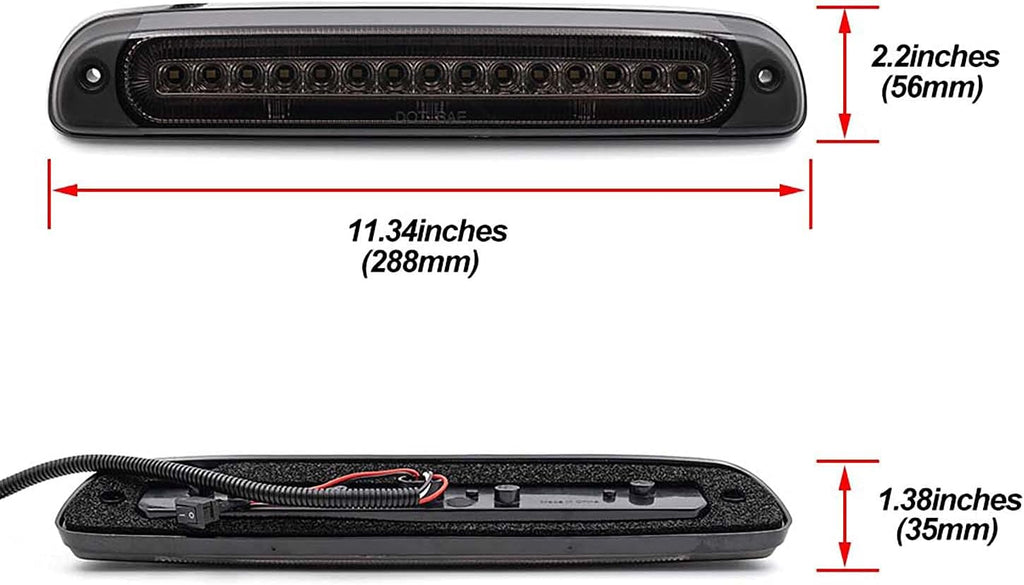 Red LED Third Brake Light Replacement with Cargo Light Kit Smoked Lens D7443