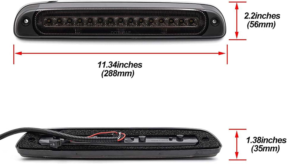 Red LED Third Brake Light Replacement with Cargo Light Kit Smoked Lens D7443