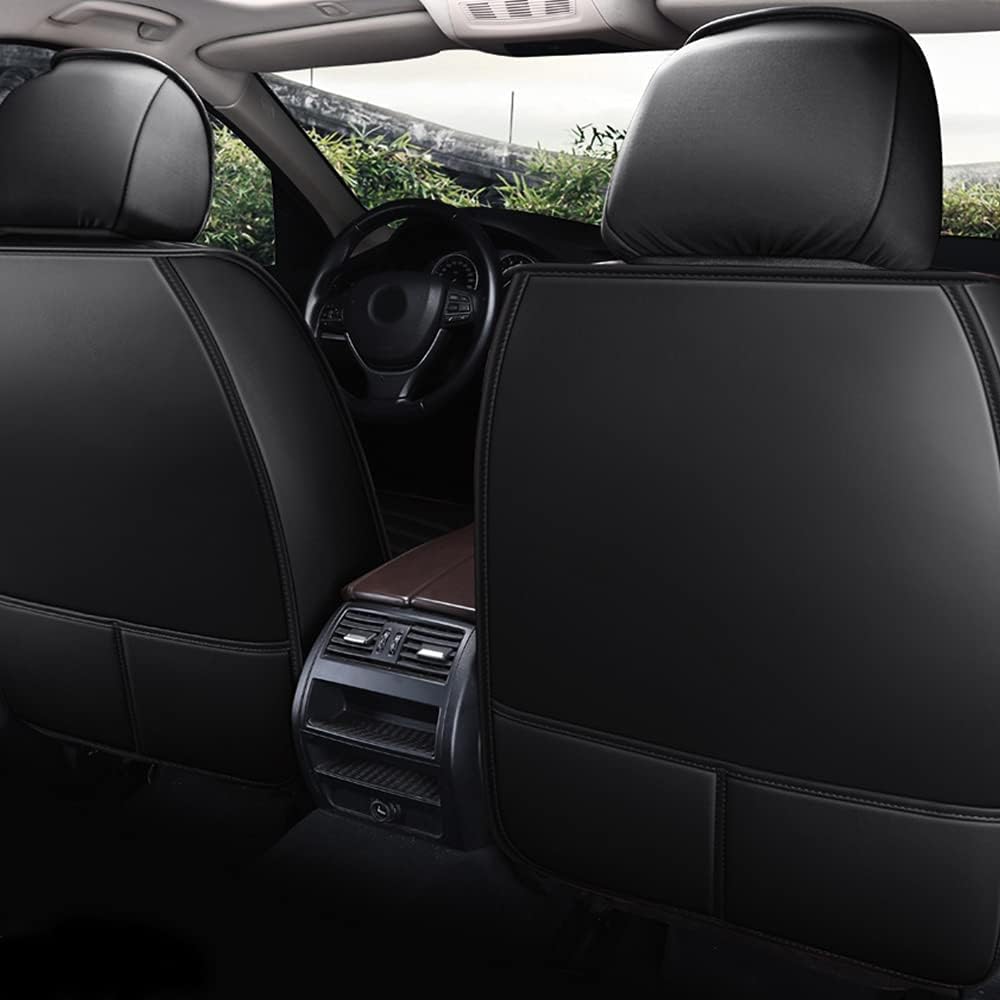 Custom Fit Car Seat Cover, Black Faux Full Set with Airbag Compatible D49743