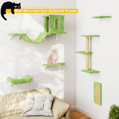 White 6 Pcs Cat Wall Shelves Set R129