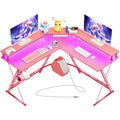 50.4” L-Shaped Gaming Desk with LED Light & Power Outlets G497198