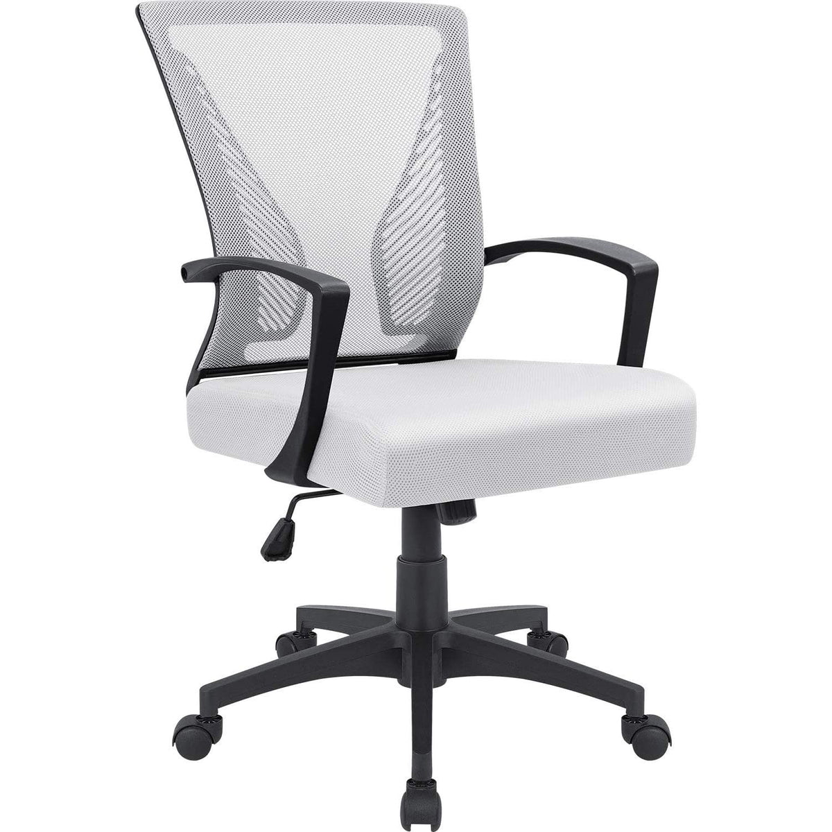 White Ergonomic Mesh Office Chair with Armrest J2089