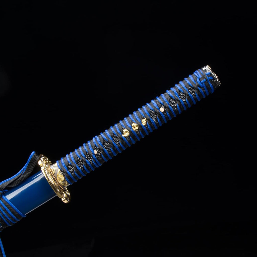 Blue Hand Forged Clay Tempered High Carbon Steel Katana B121488