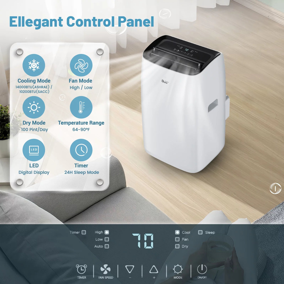 14000 BTU Portable Air Conditioner with Remote Control S920741
