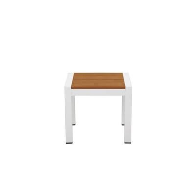 White/Teak Aluminum Side Table S908