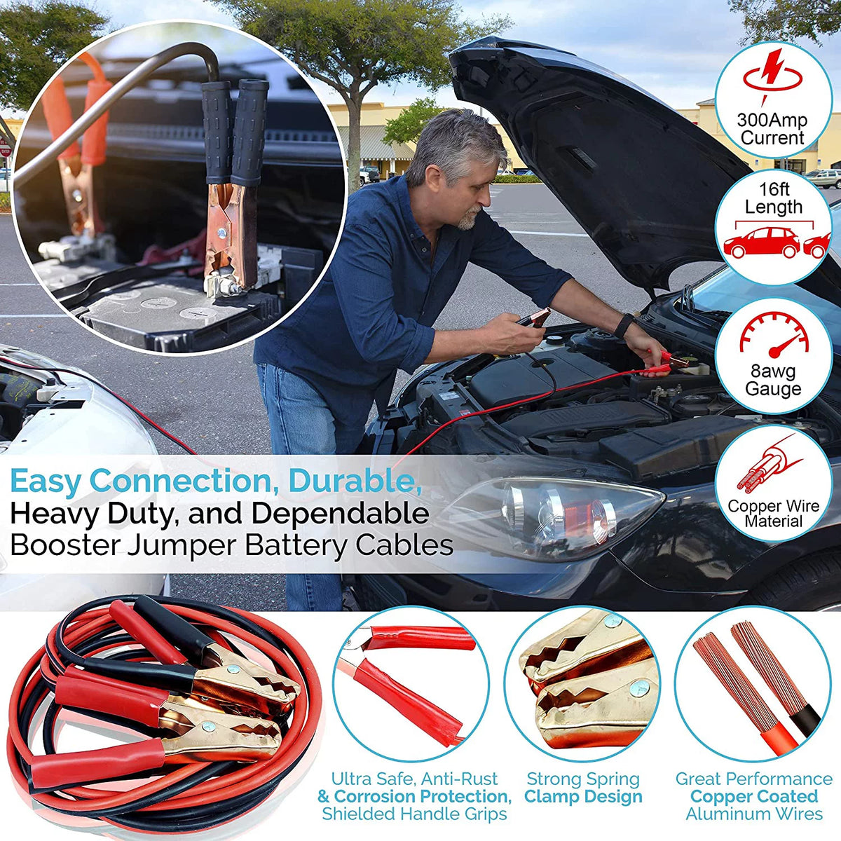 43 Piece Car Emergency Roadside Assistance Kit First Aid Kit Jumper Cables Tow Strap F2957