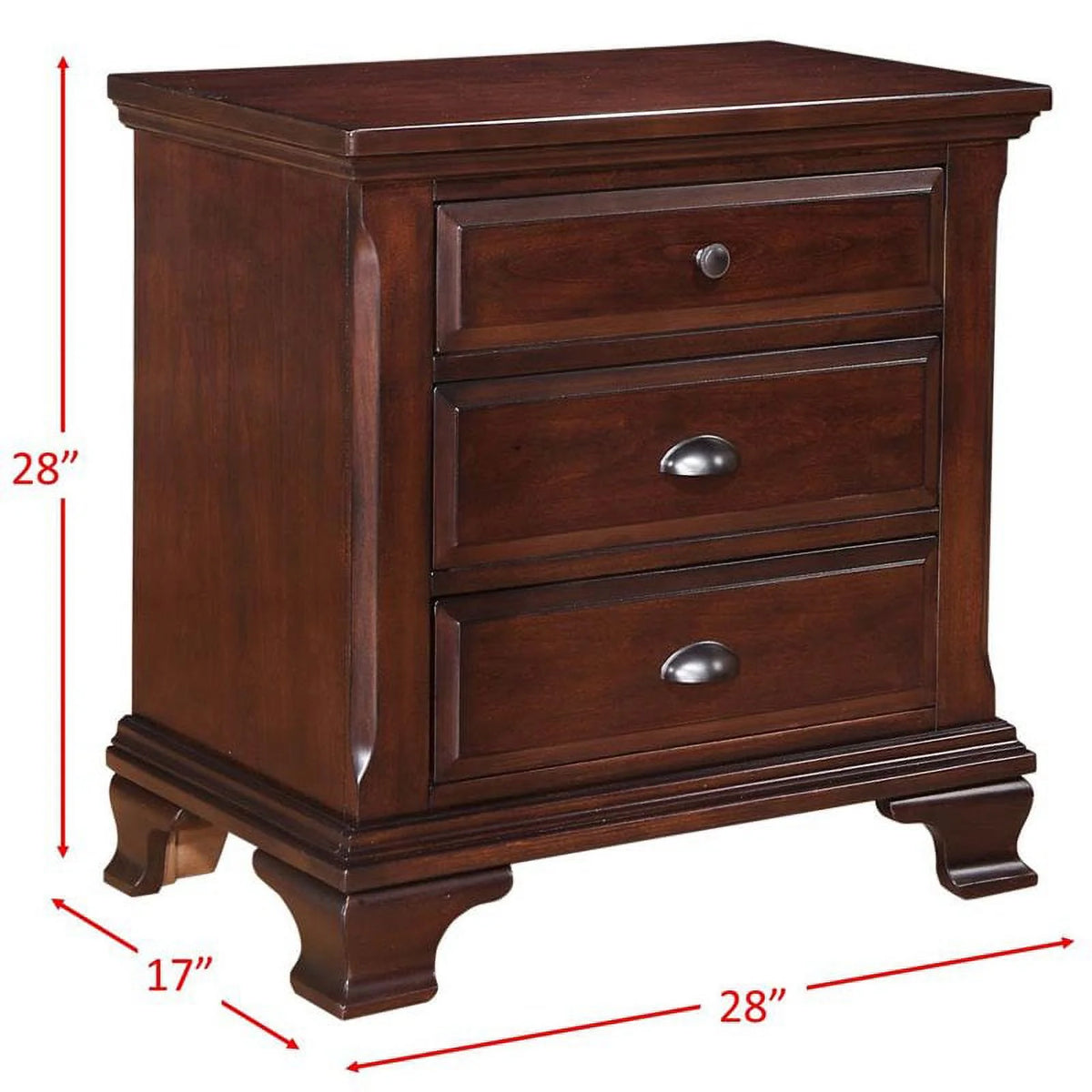 3 Drawer Nightstand in Cherry V619