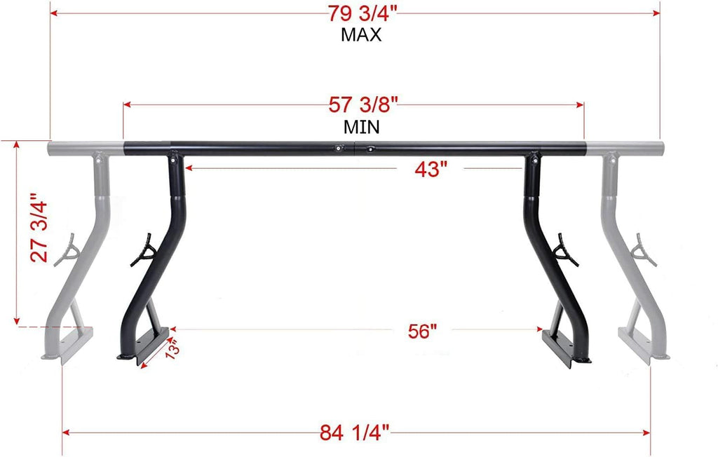 Steel Pickup Truck Ladder Rack Two Bar Set S16058