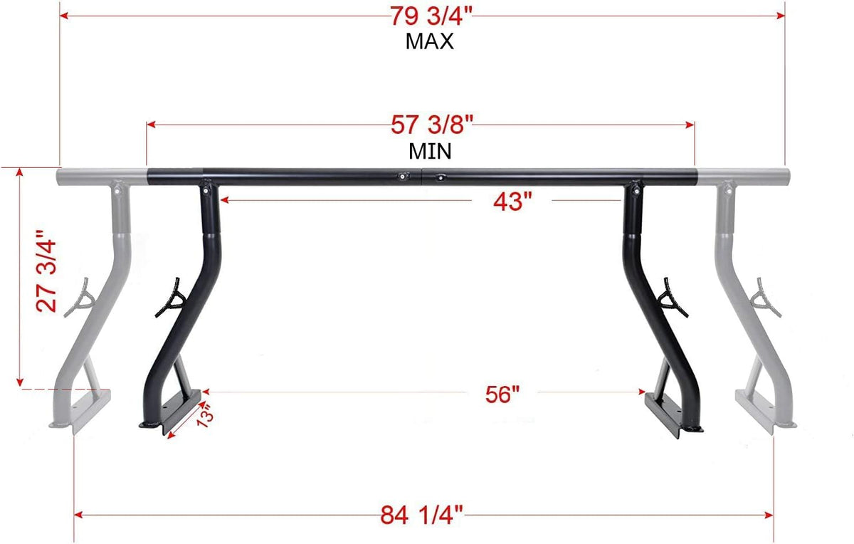 Steel Pickup Truck Ladder Rack Two Bar Set S16058
