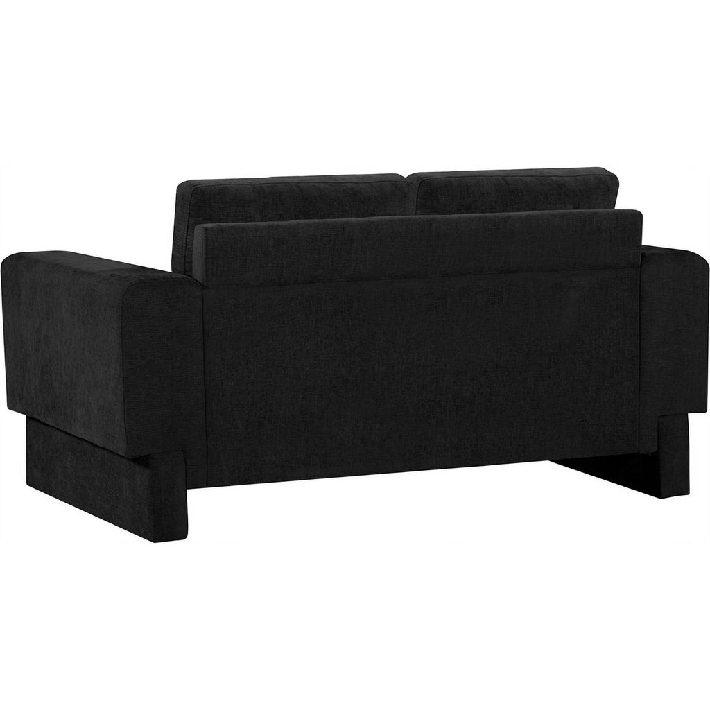 Black Chenille Fabric Loveseat J9503