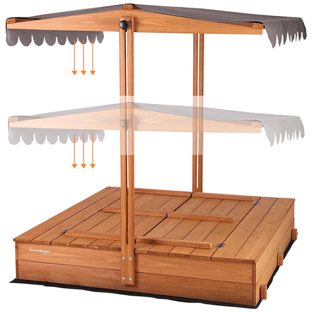 47'' Wooden Sandbox with Lid and Bench Y40458