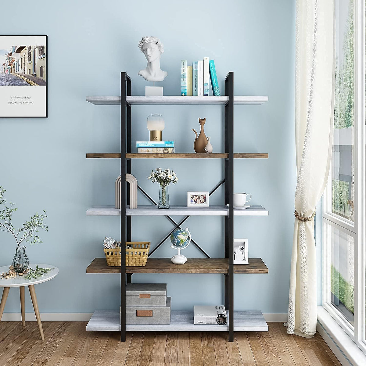 Silver Gray 5-Tier Bookcase Q5019