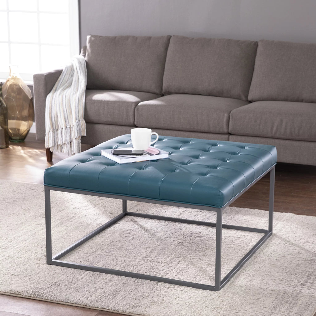 Blue Upholstered Cocktail Ottoman Y660
