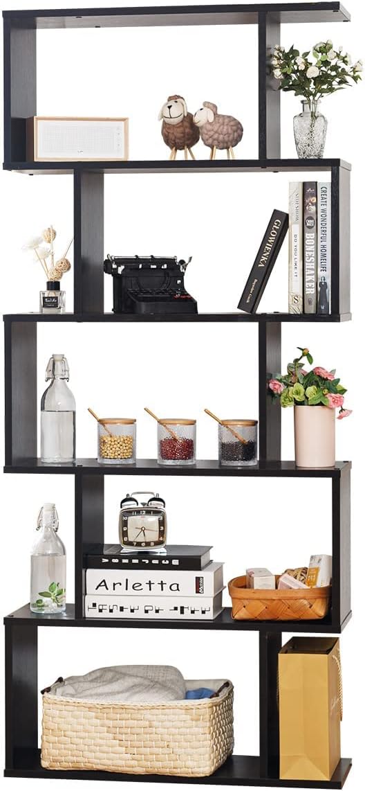 5-Tier White Wooden Bookcase B550
