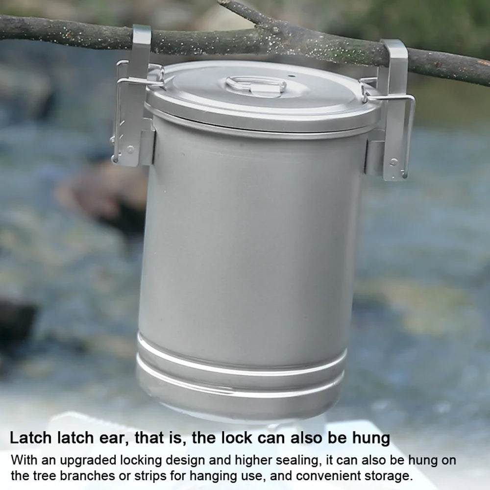 Large Capacity Stainless Steel Camping Cooking Pot with Removable Handle Y85797
