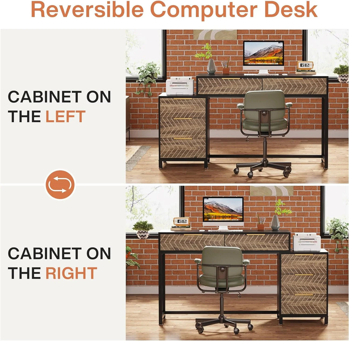 47" Computer Desk with 5 Drawers J7431