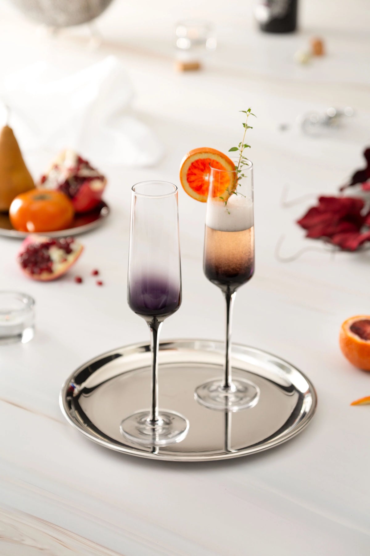 Black Ombre Stemmed Champagne Glasses Set of 2 Z9246