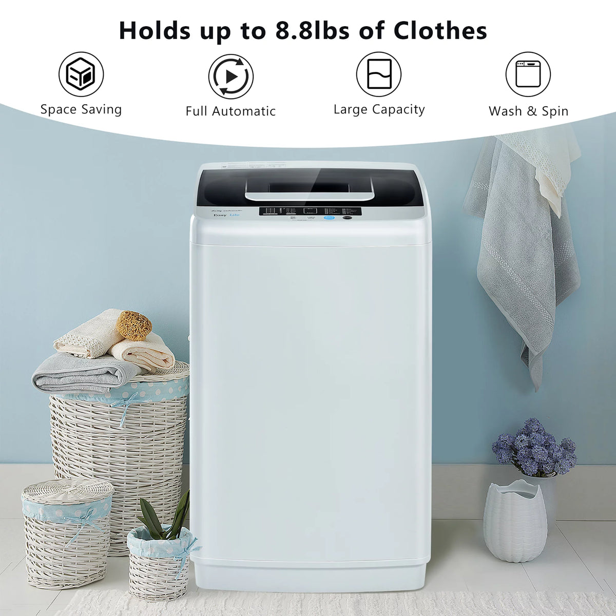 Portable Full-Automatic Washing Machine 8.8lbs S166