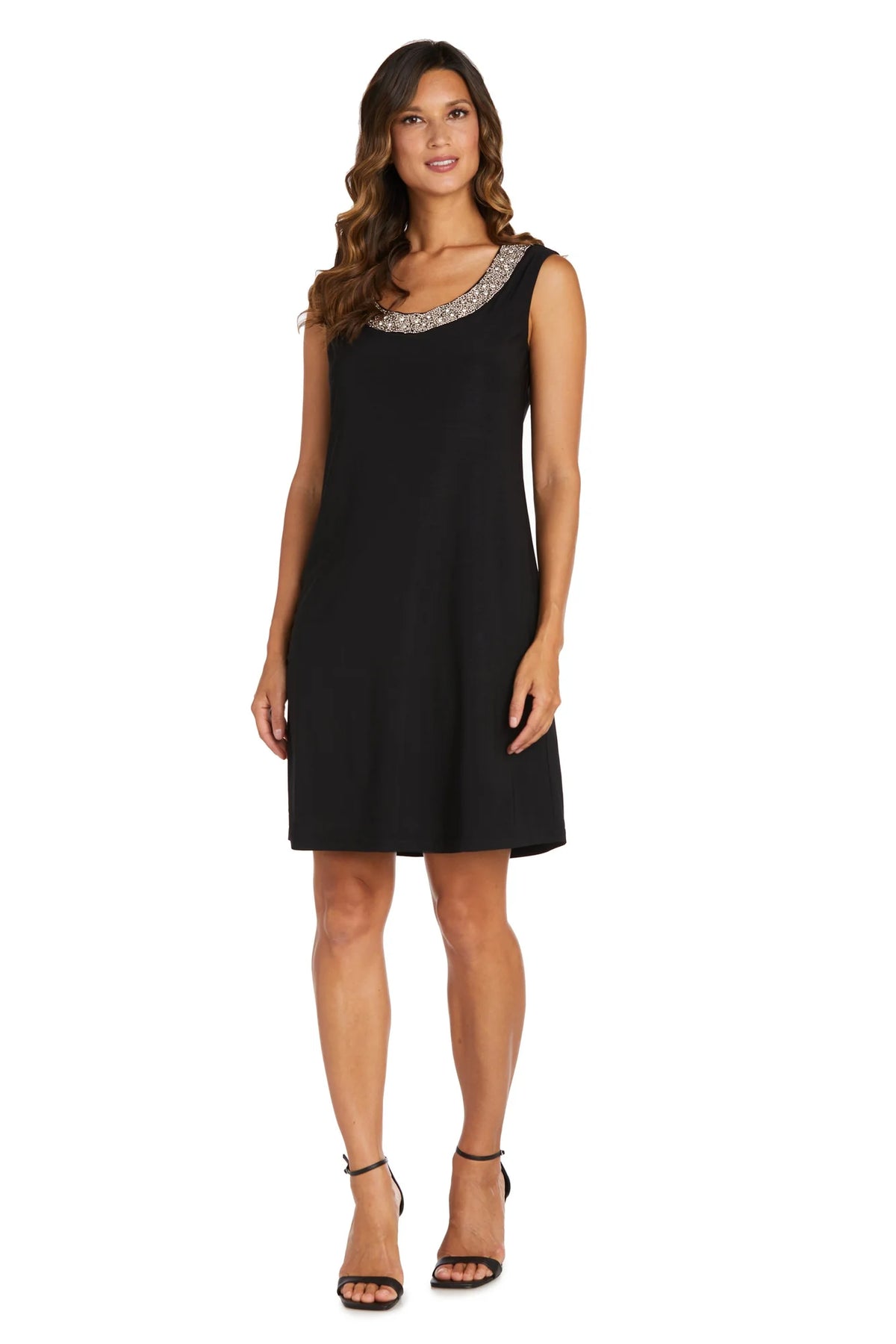 Two-Piece Dress with Beaded Neckline and Jacket with Sheer Sleeves C20978