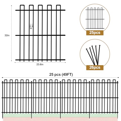 No Dig Animal Barrier Fence, 13in x 37ft Rustproof Metal Garden Edging I782