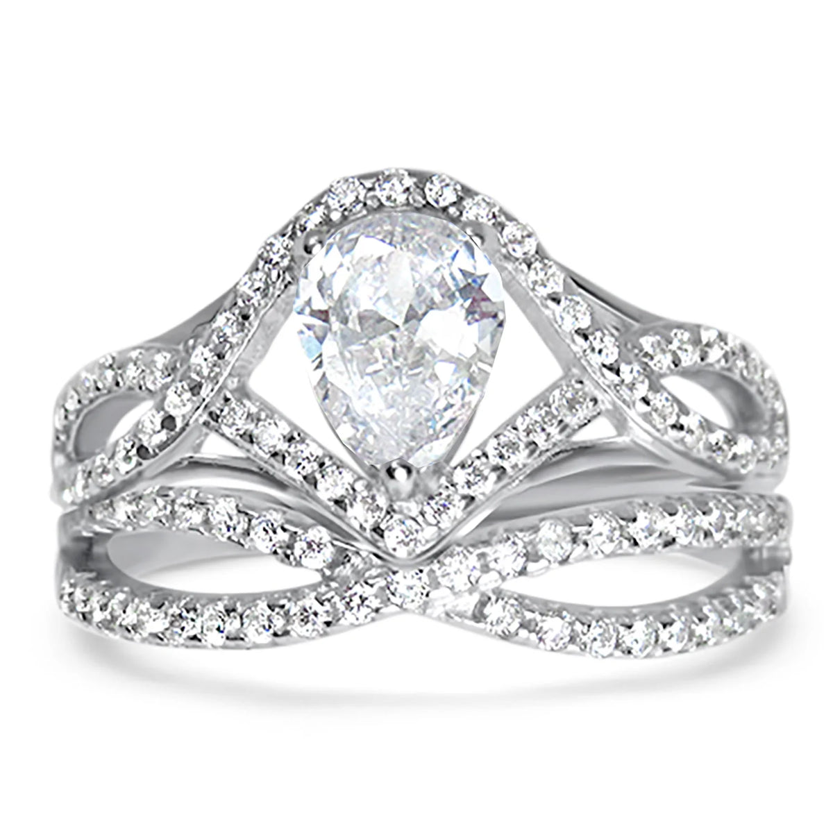 Sterling Silver Wedding Ring Set V607