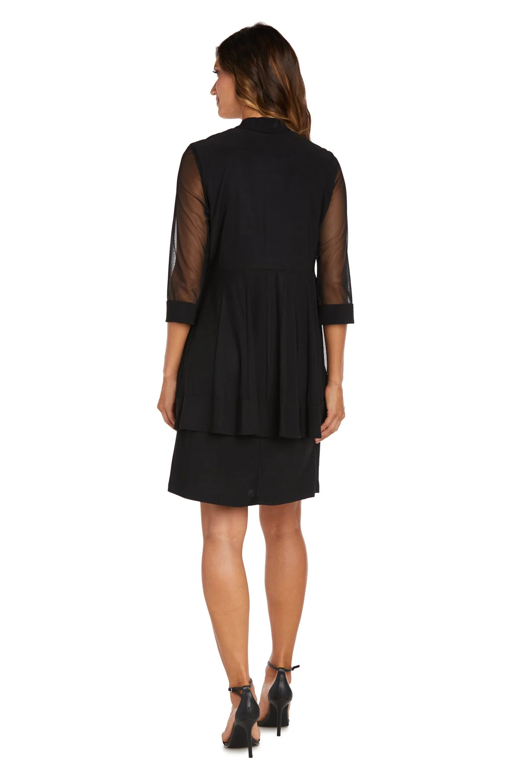 Two-Piece Dress with Beaded Neckline and Jacket with Sheer Sleeves C20978