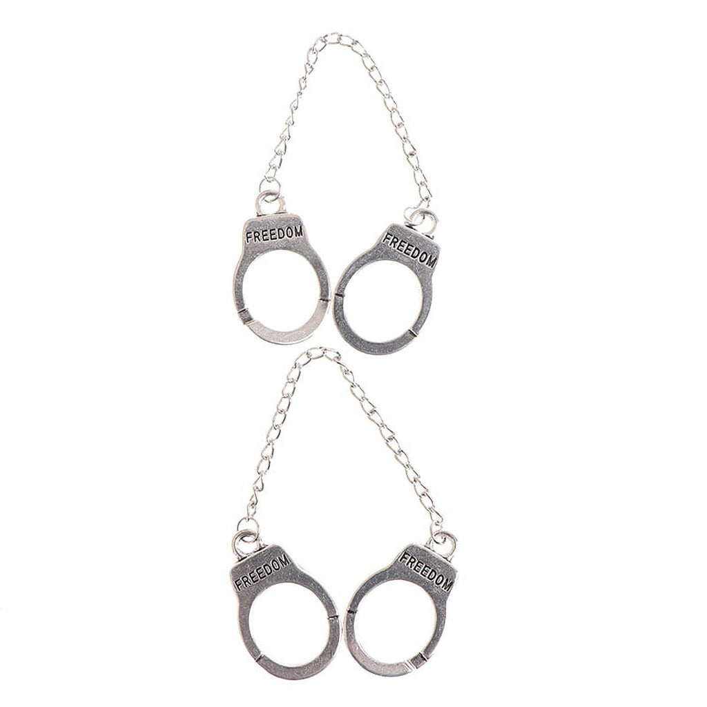 2Pcs 1/12 1/6 Dollhouse Miniature Metal Handcuffs DIY Model U972461