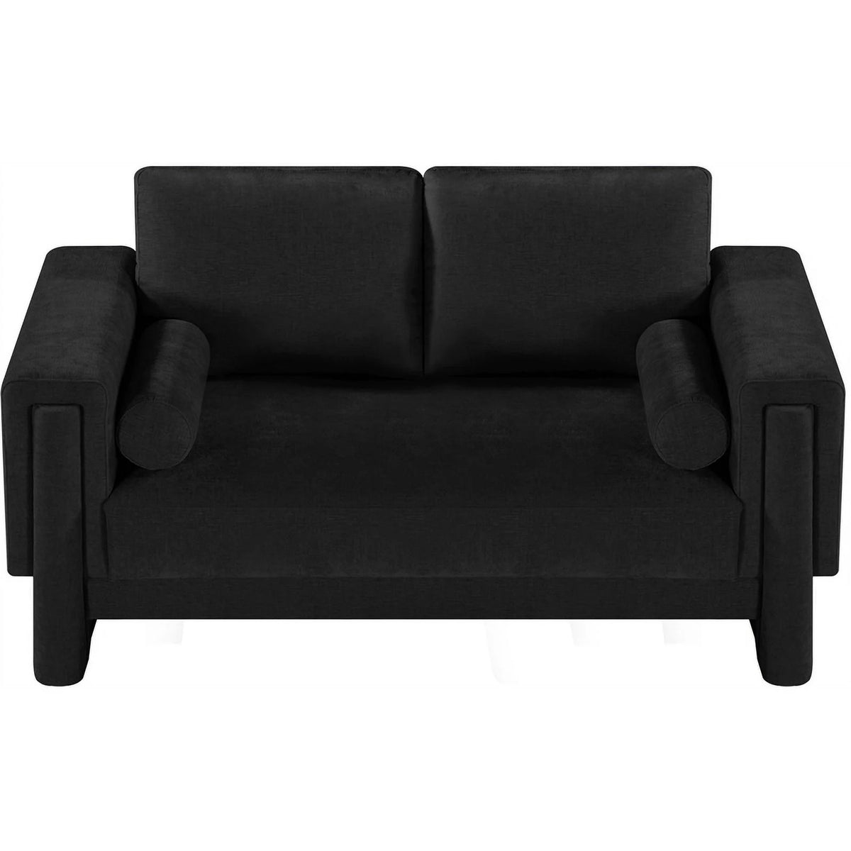 Black Chenille Fabric Loveseat J9503