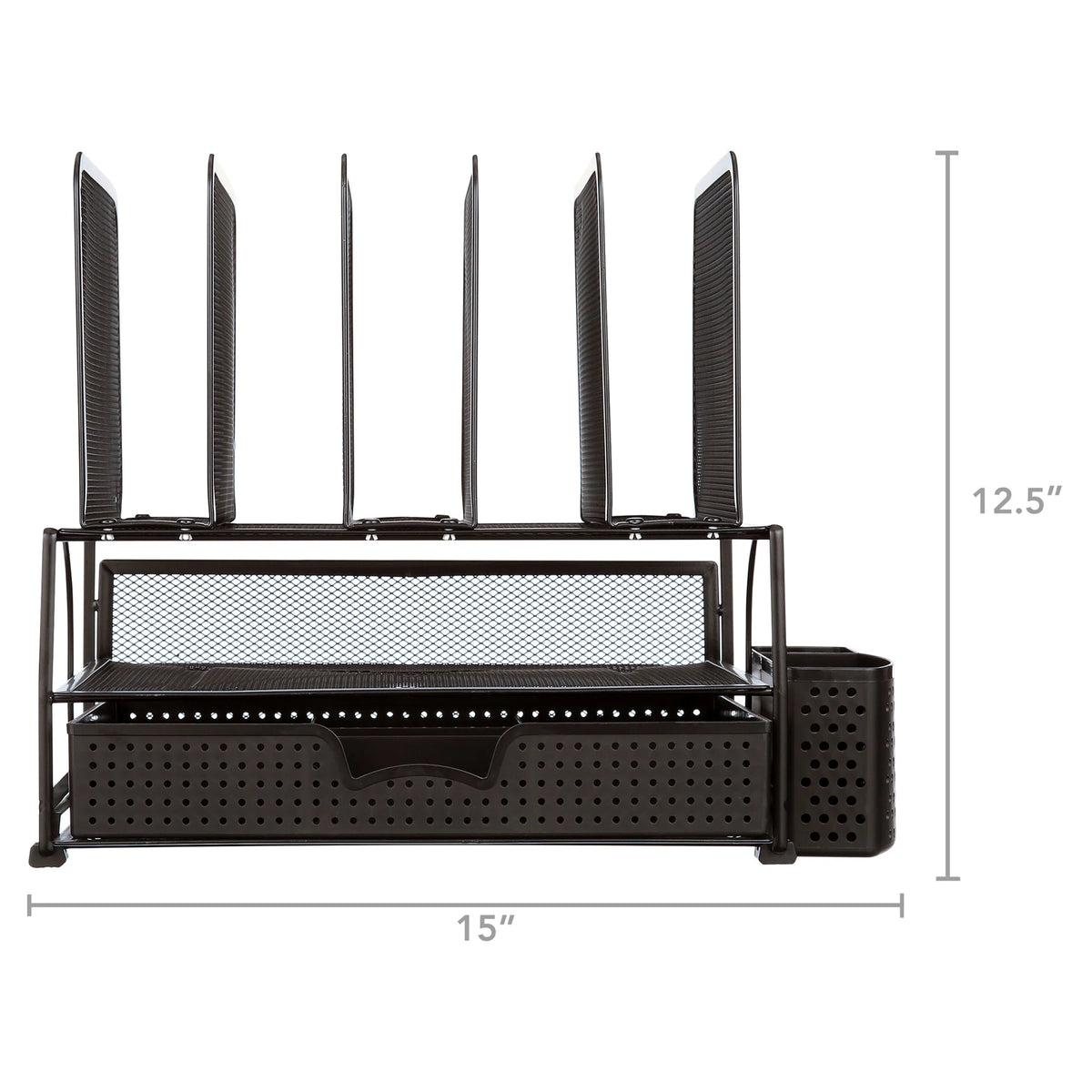 Black Mesh Desk Organizer with Sliding Drawer L192