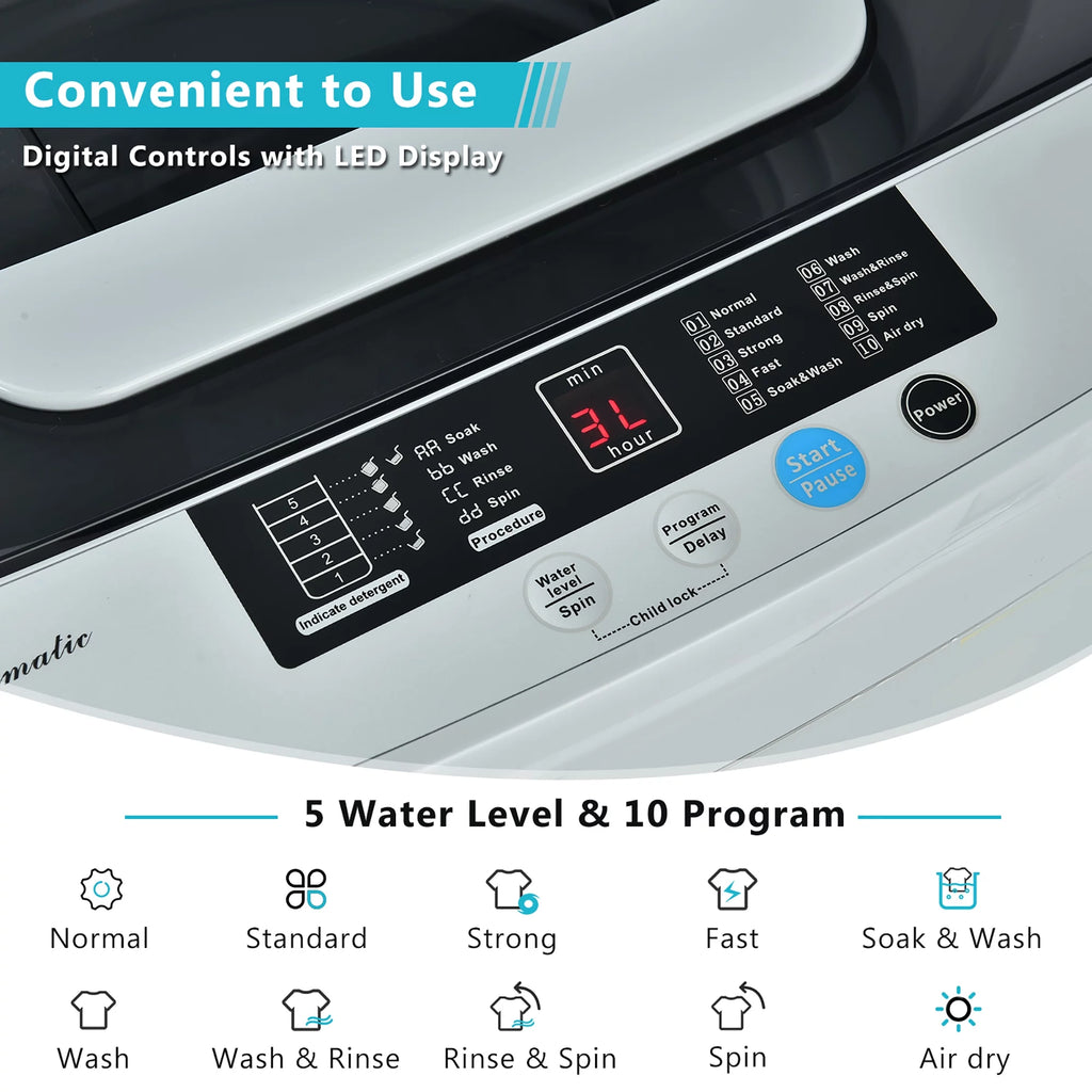 Portable Full-Automatic Washing Machine 8.8lbs S166