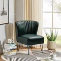 Green Faux Leather Armless Accent Chair with Metal Base O97705