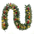 9ft Pre-Lit Christmas Garland with 50 LED Light and Pine Cones and Berries I98004