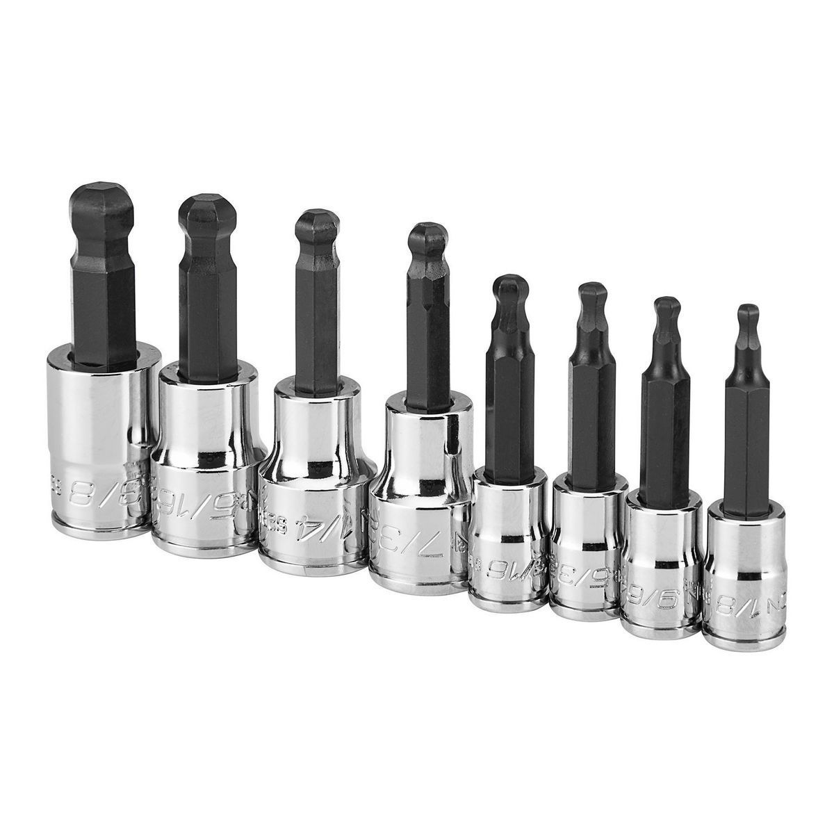 1/4 in. and 3/8 in. Drive SAE Ball Hex Socket Set, 8 Piece M6185