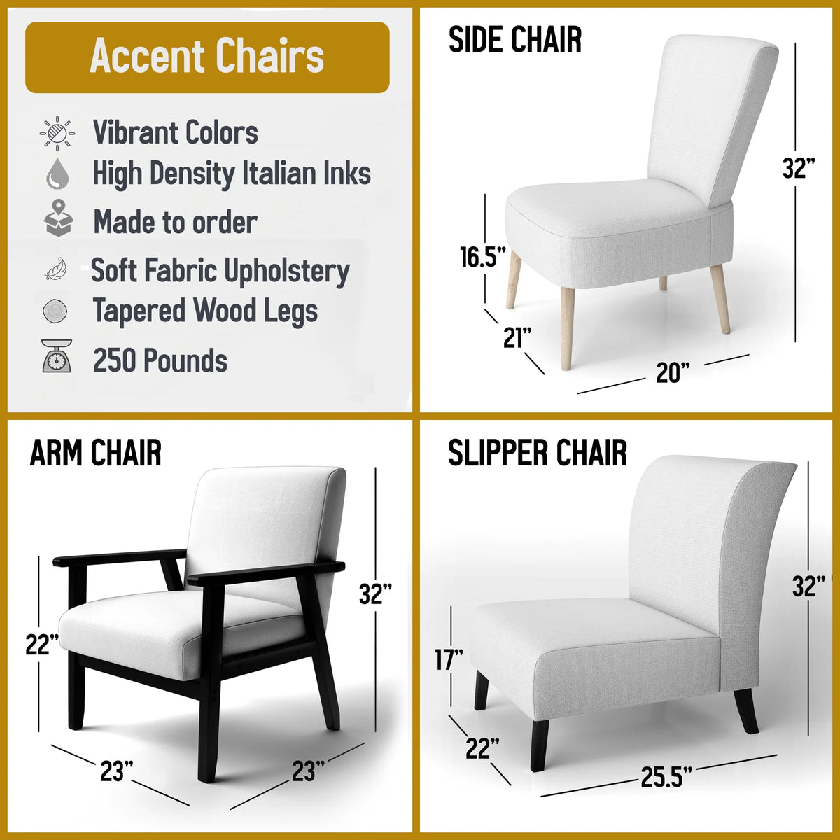 Upholstered Patterned Accent Chair and Arm Chair Y8595