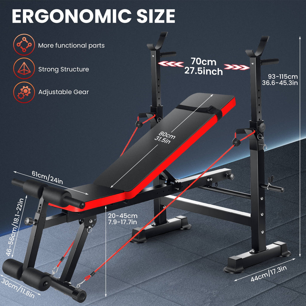 Adjustable Weight Bench Set with Barbell Rack L4785