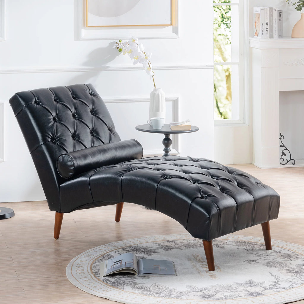 Faux Leather Button Tufted Chaise Lounge E38964