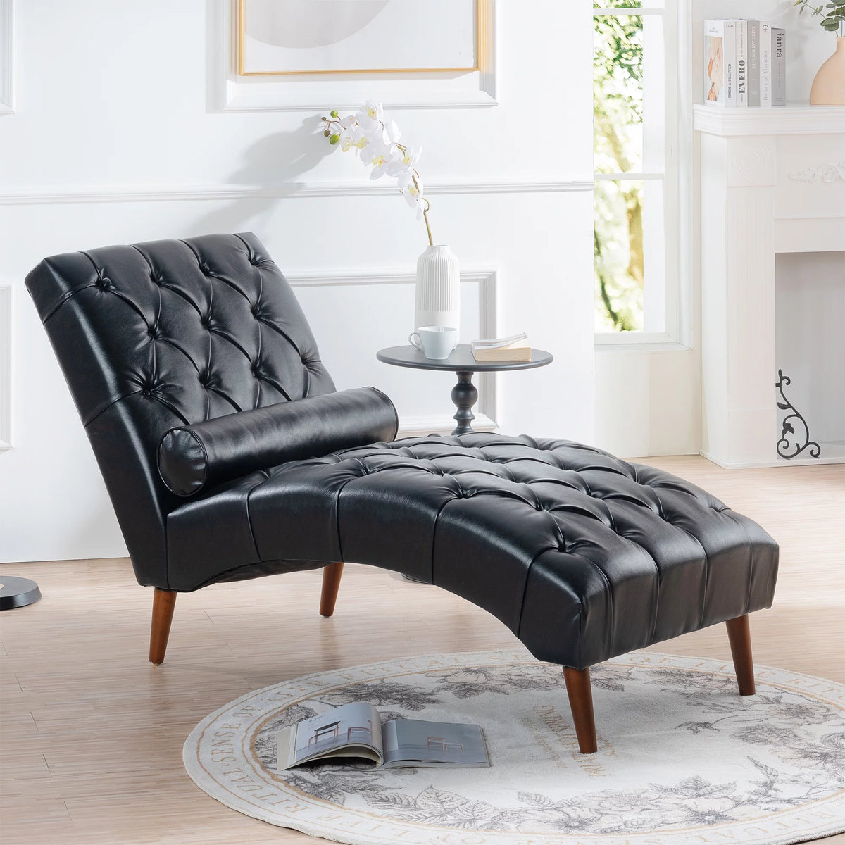 Faux Leather Button Tufted Chaise Lounge E38964