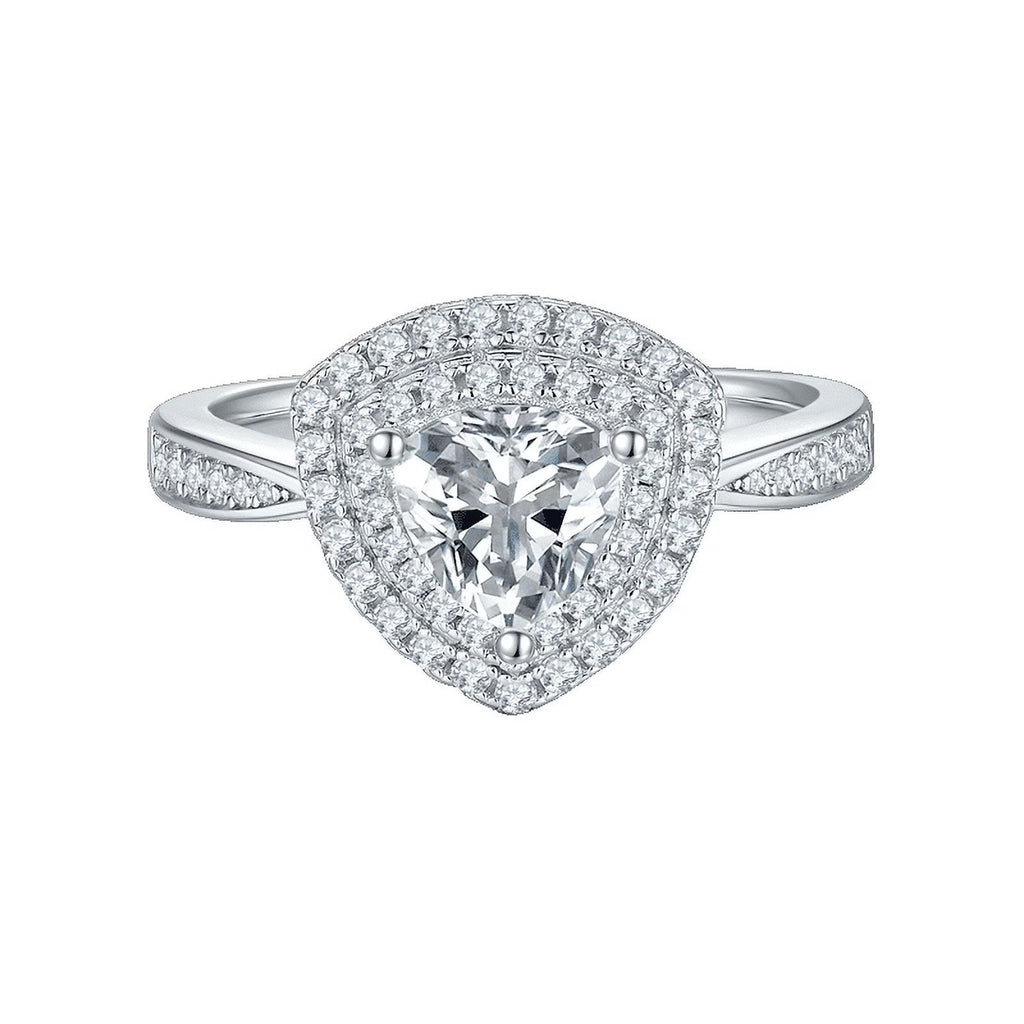 18k White Gold Over Silver Pear Cut Moissanite Double Halo Ring M854827