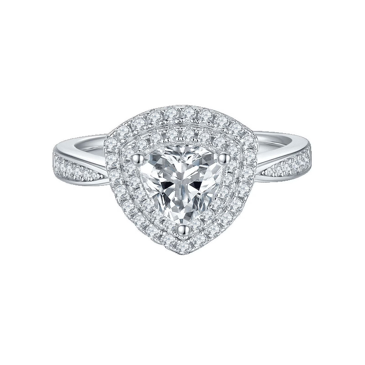 18k White Gold Over Silver Pear Cut Moissanite Double Halo Ring M854827