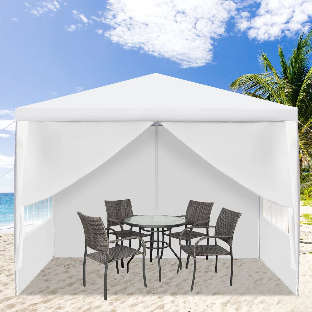 10' x 10' White Canopy Tent with 4 SideWalls M6880