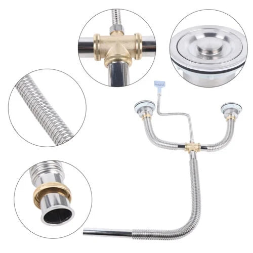 Flexible Pipe Sink Drain Hose Tube Silver Anti-odor K34386