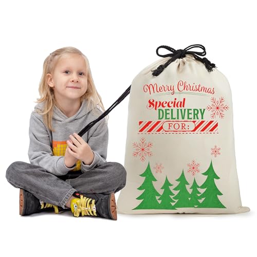 3 PCS Christmas Drawstring Burlap Sack P1962