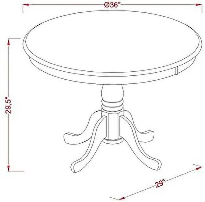 36" Round Wooden Drop Leaf Dining Table with Pedestal Legs S42351